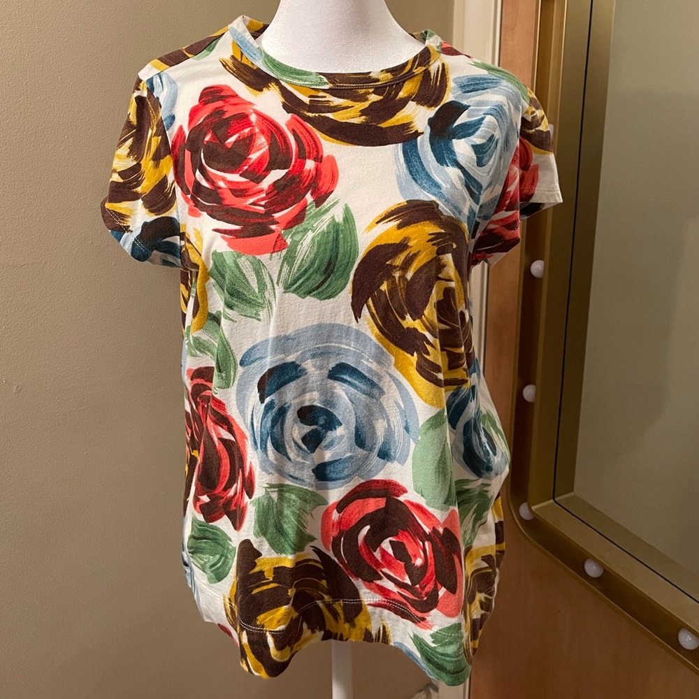 Simply Vera Vera Wang Floral Short Sleeved Tee Petite Large